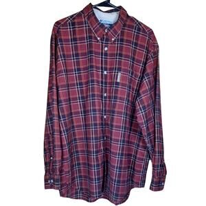 Columbia Sportswear Men's Burgundy Plaid Button Down Shirt XL Hiking Camping